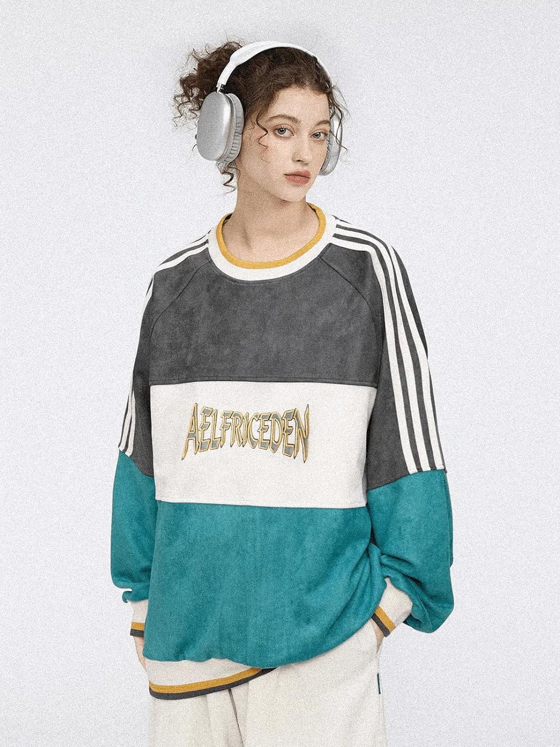 Aelfric Eden Oversized Crewneck Sweatshirts For Men Red Vintage Graphic Pullover Loose Fit Streetwear Long Sleeve TopCgreen