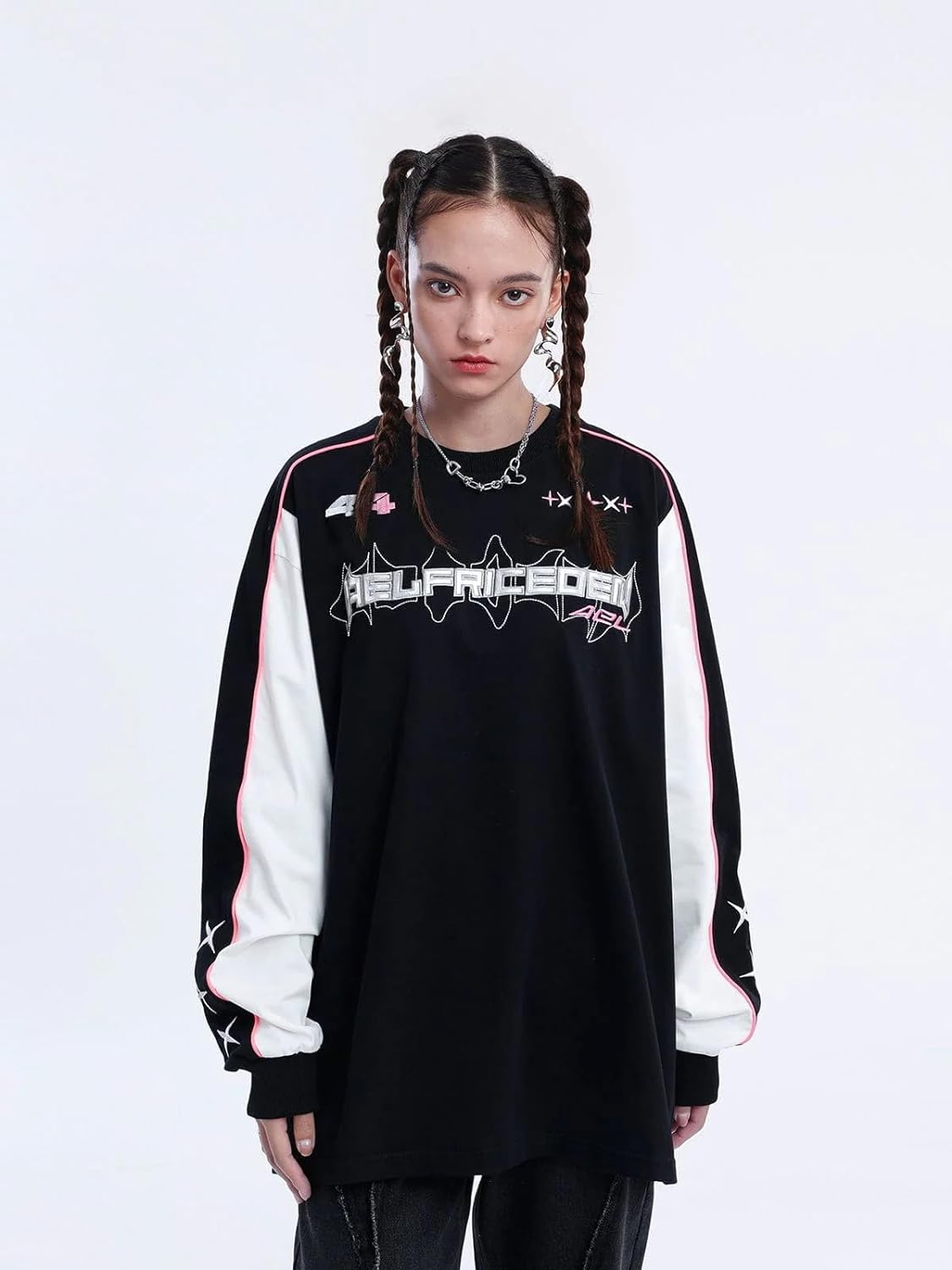 Aelfric Eden Oversized Crewneck Sweatshirts For Men Red Vintage Graphic Pullover Loose Fit Streetwear Long Sleeve TopD05letter Embroidery amp Black
