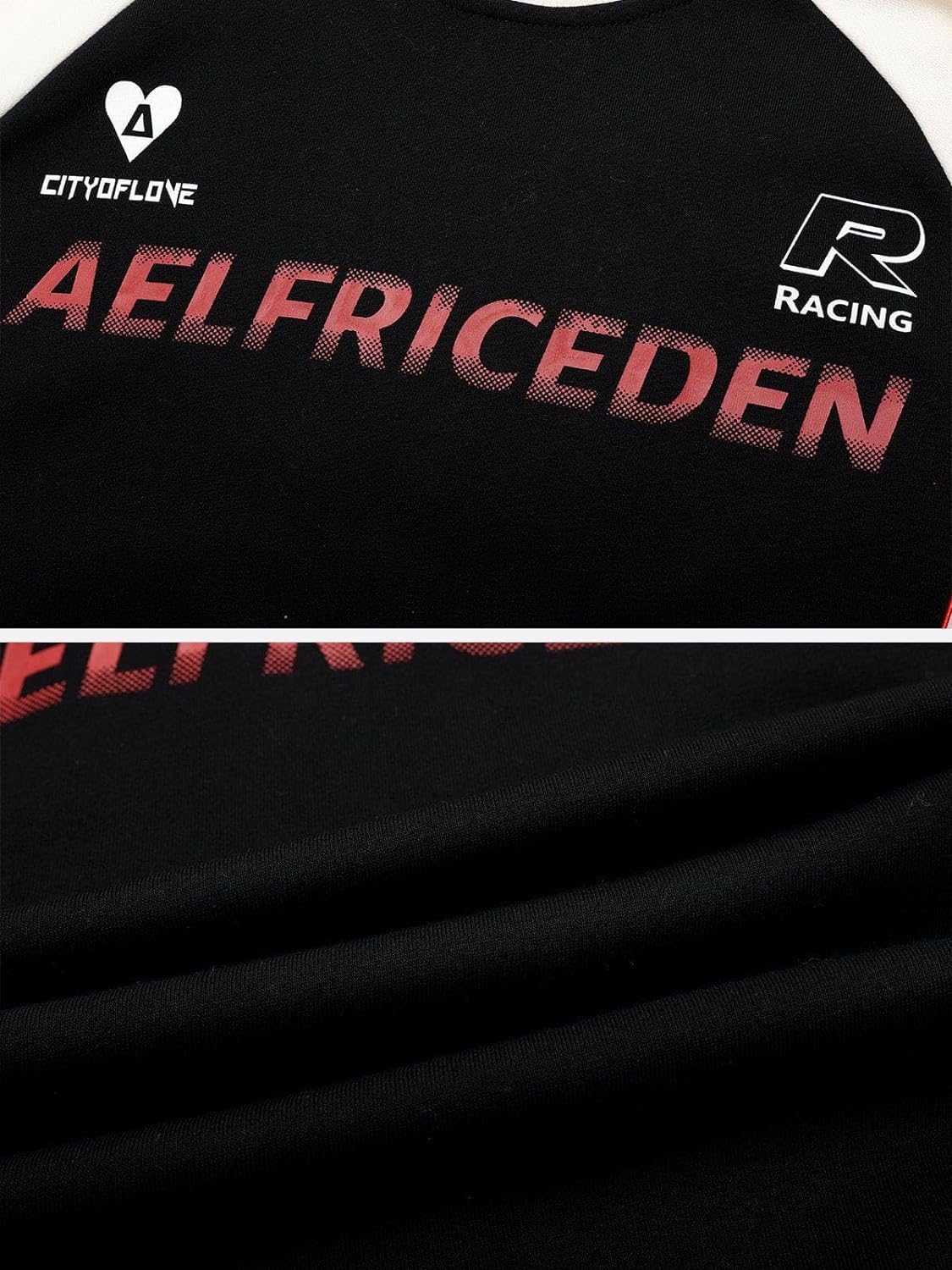 Aelfric Eden Oversized Crewneck Sweatshirts For Men Red Vintage Graphic Pullover Loose Fit Streetwear Long Sleeve TopD06racing Vibes amp Black