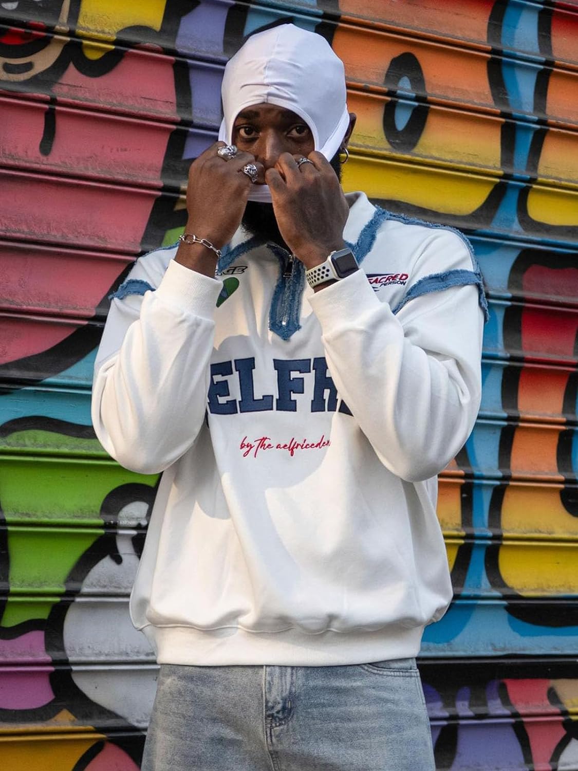 Aelfric Eden Oversized Crewneck Sweatshirts For Men Red Vintage Graphic Pullover Loose Fit Streetwear Long Sleeve TopE02embroidery Patchwork Polo amp White