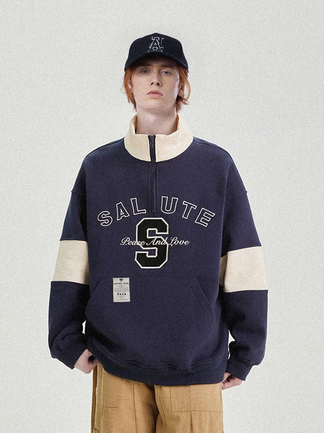 Aelfric Eden Oversized Crewneck Sweatshirts For Men Red Vintage Graphic Pullover Loose Fit Streetwear Long Sleeve TopE03navy Blue