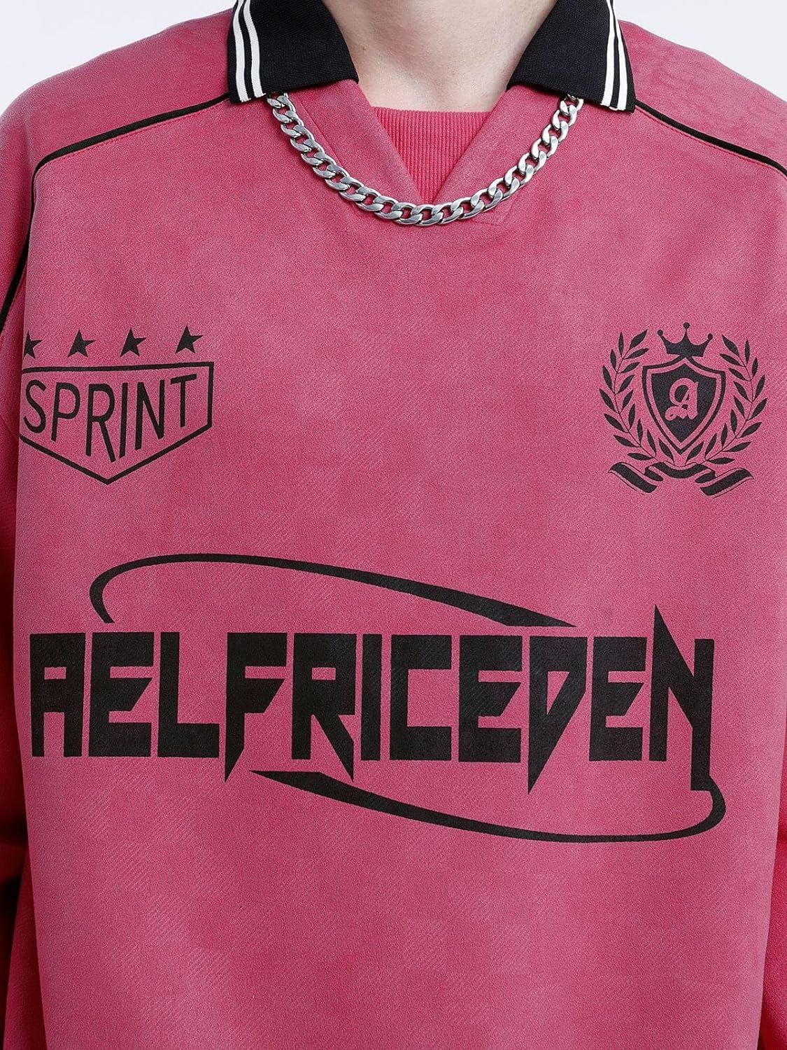 Aelfric Eden Oversized Crewneck Sweatshirts For Men Red Vintage Graphic Pullover Loose Fit Streetwear Long Sleeve TopE04letter Print amp Rose