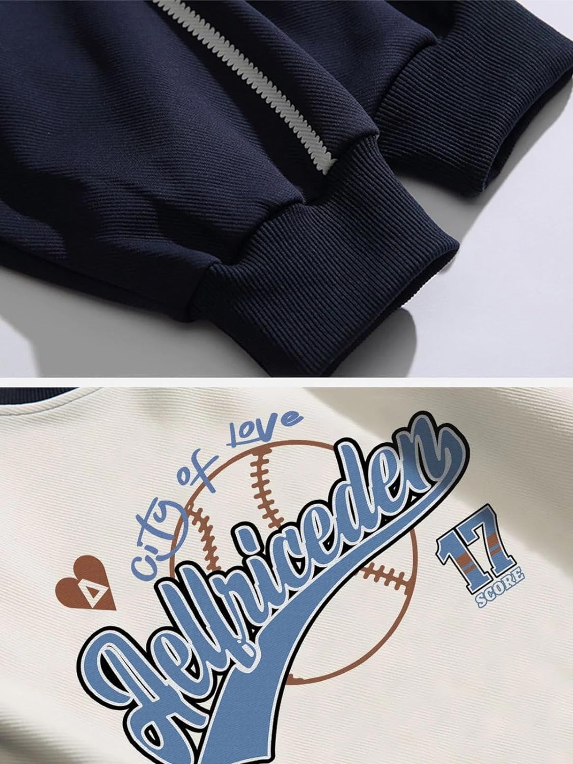 Aelfric Eden Oversized Crewneck Sweatshirts For Men Red Vintage Graphic Pullover Loose Fit Streetwear Long Sleeve TopF02side Stripe amp Whiteblue