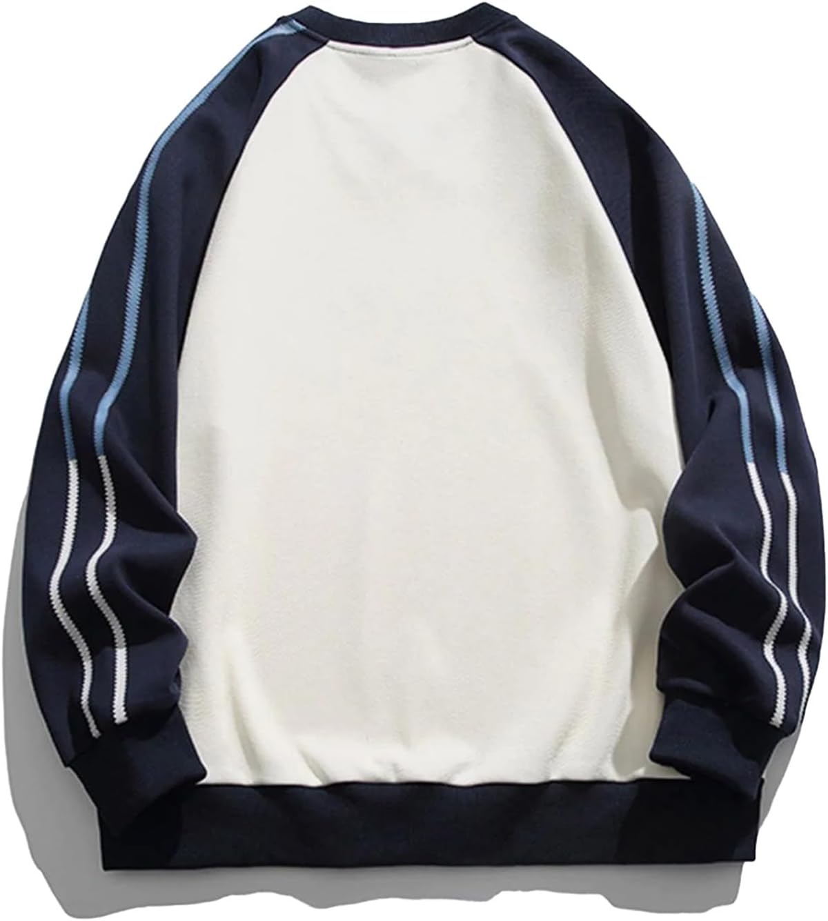 Aelfric Eden Oversized Crewneck Sweatshirts For Men Red Vintage Graphic Pullover Loose Fit Streetwear Long Sleeve TopF02side Stripe amp Whiteblue