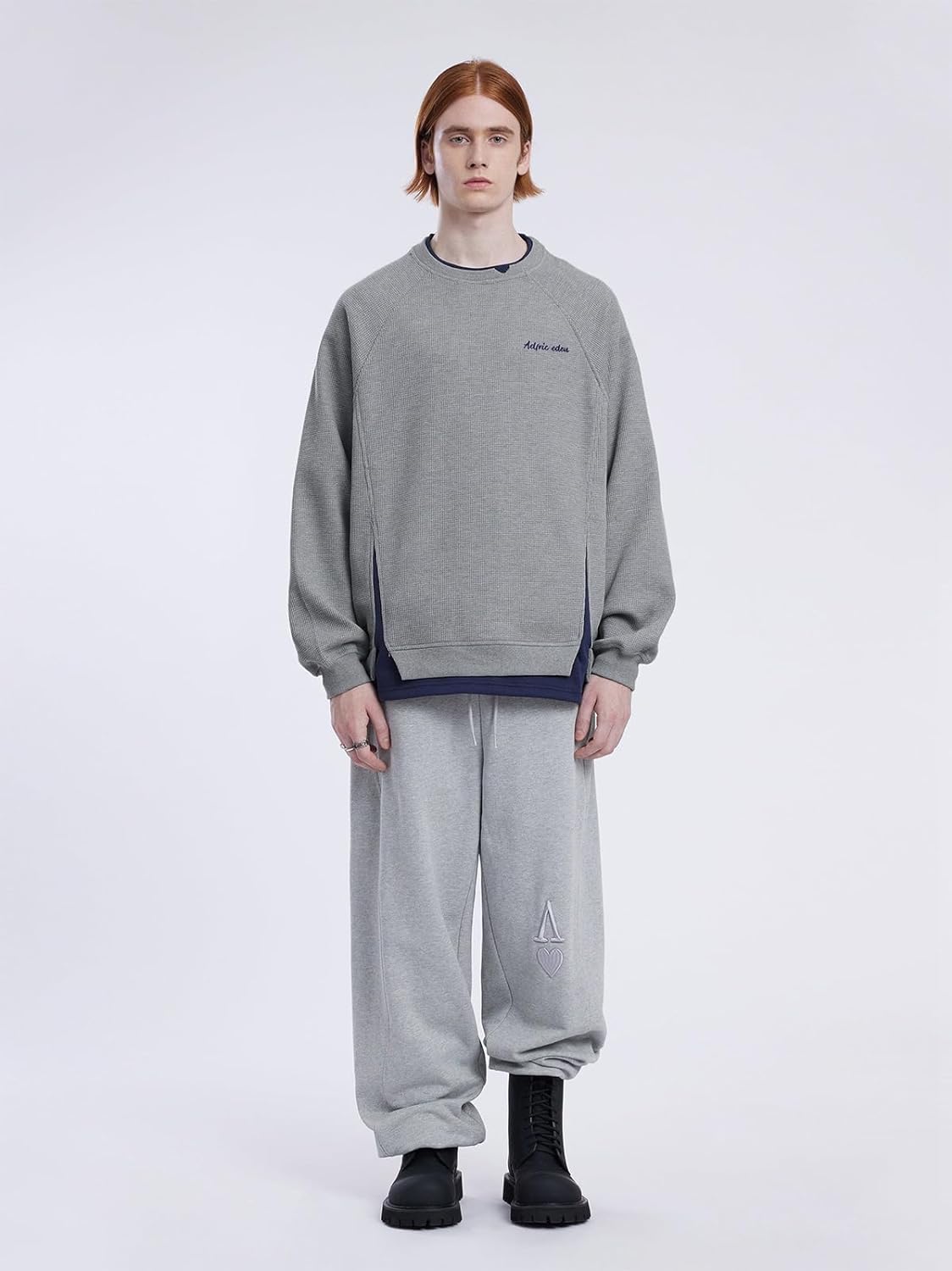Aelfric Eden Oversized Crewneck Sweatshirts For Men Red Vintage Graphic Pullover Loose Fit Streetwear Long Sleeve TopG02patchwork amp Grey