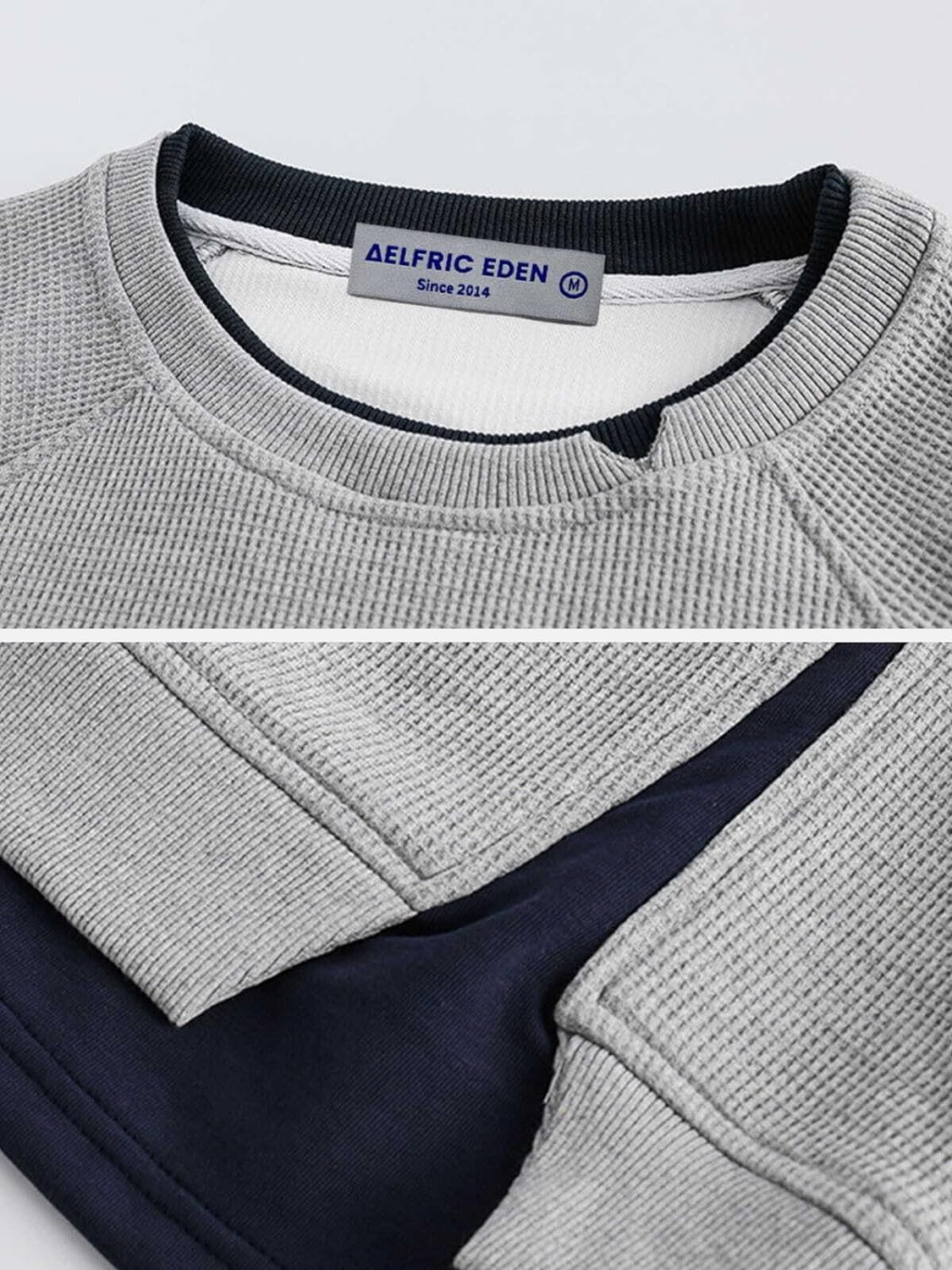 Aelfric Eden Oversized Crewneck Sweatshirts For Men Red Vintage Graphic Pullover Loose Fit Streetwear Long Sleeve TopG02patchwork amp Grey