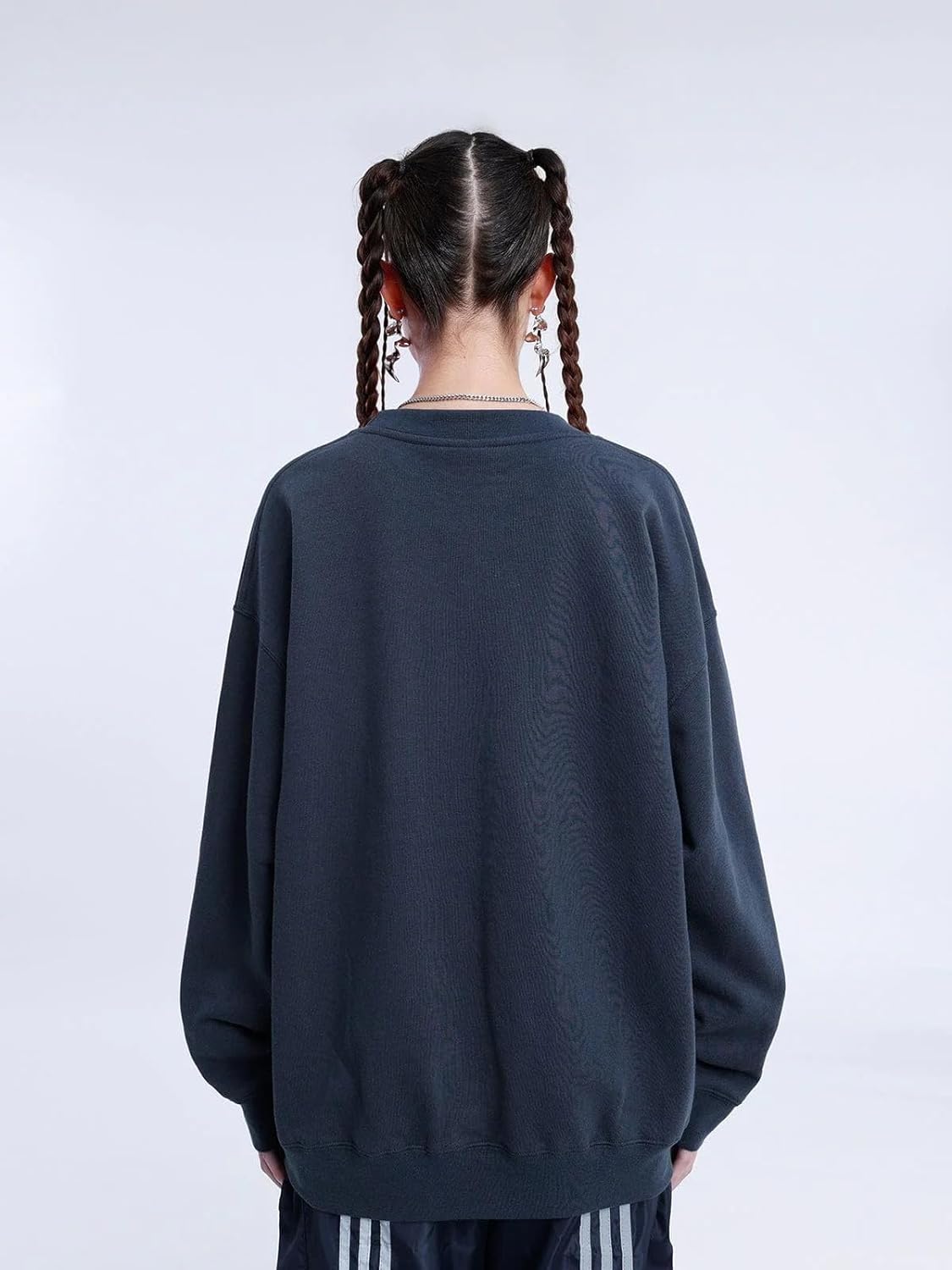 Aelfric Eden Oversized Crewneck Sweatshirts For Men Red Vintage Graphic Pullover Loose Fit Streetwear Long Sleeve TopG03 Foam Printing amp Darkblue