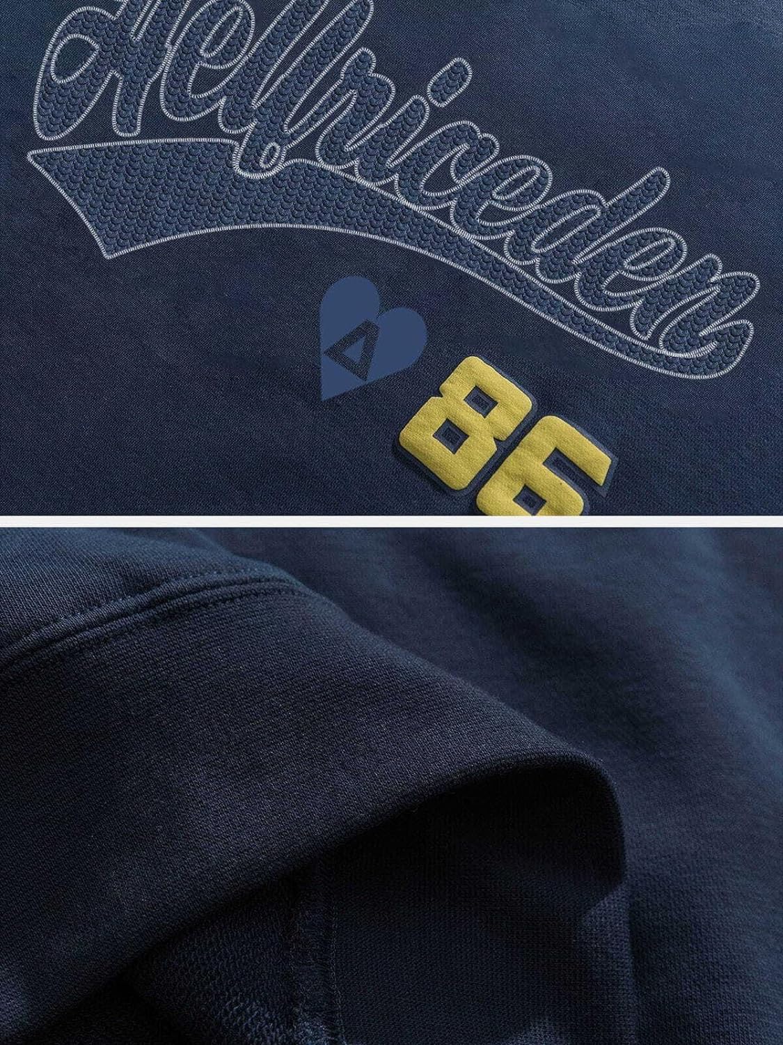 Aelfric Eden Oversized Crewneck Sweatshirts For Men Red Vintage Graphic Pullover Loose Fit Streetwear Long Sleeve TopG03 Foam Printing amp Darkblue
