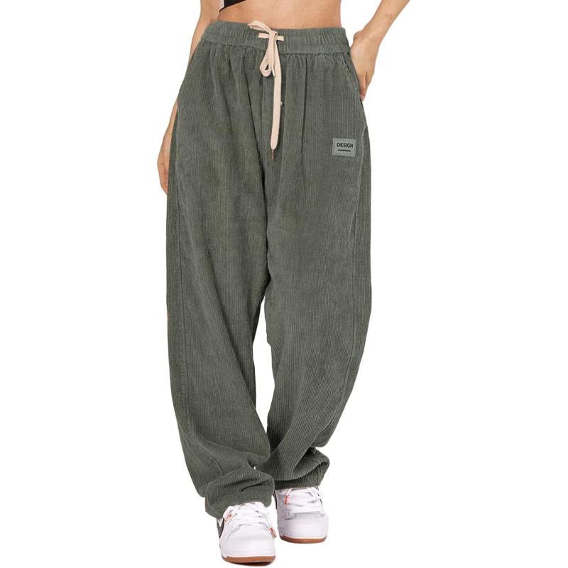 Aelfric Eden Mens Corduroy Vintage Cargo Sweatpants Long Solid Elastic Waist Casual Pants Hip hop Streetwear Pant03green