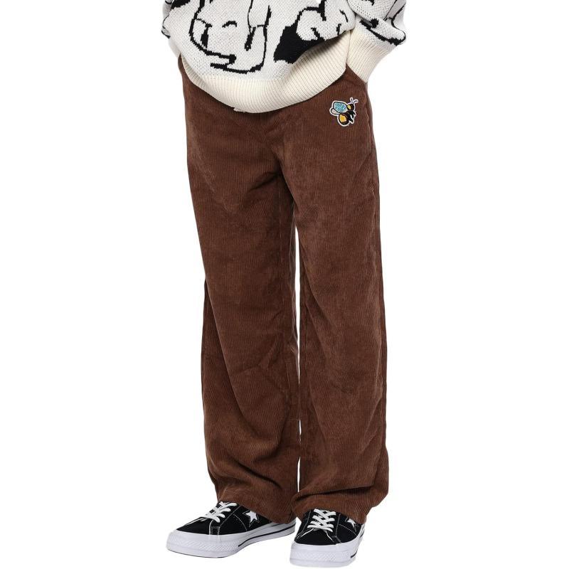 Aelfric Eden Mens Corduroy Vintage Cargo Sweatpants Long Solid Elastic Waist Casual Pants Hip hop Streetwear Pant09brown