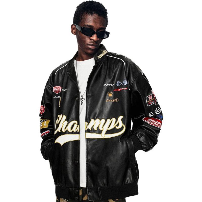 Aelfric Eden Mens Varsity Jacket Vintage Racing Motorcycle Graphic Bomber Jackets Oversized Unisex Streetwear jacket02black