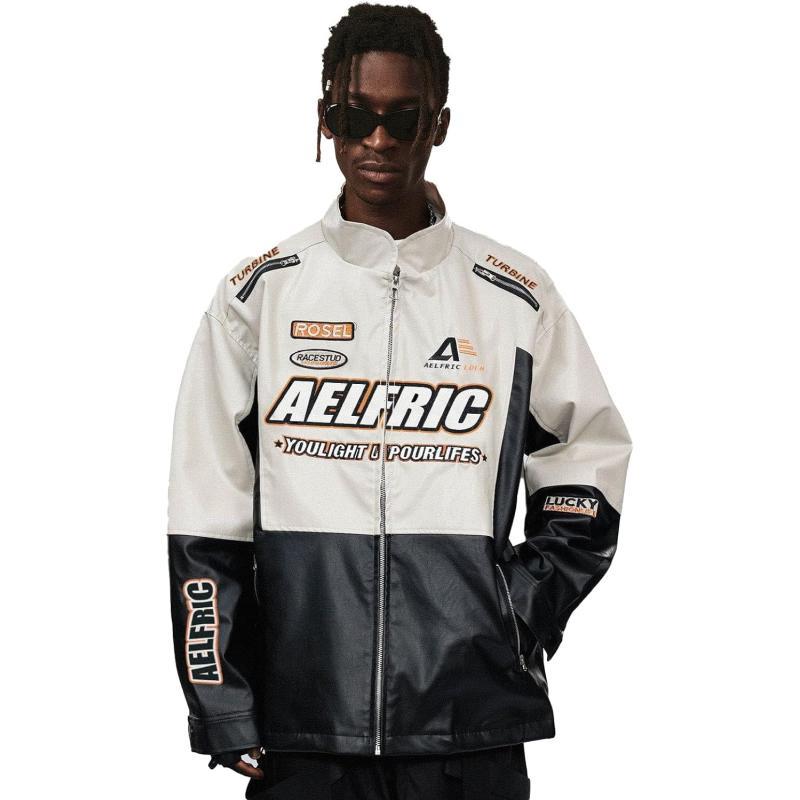 Aelfric Eden Mens Varsity Jacket Vintage Racing Motorcycle Graphic Bomber Jackets Oversized Unisex Streetwear jacket08black