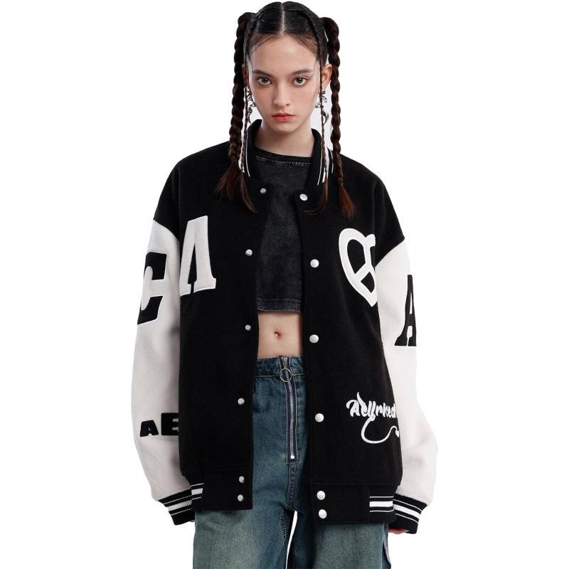 Aelfric Eden Mens Varsity Jacket Vintage Racing Motorcycle Graphic Bomber Jackets Oversized Unisex Streetwear jacket11black