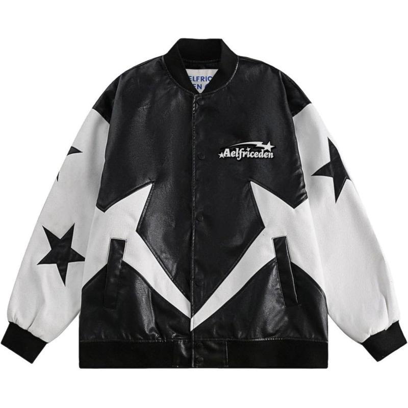 Aelfric Eden Mens Varsity Jacket Vintage Racing Motorcycle Graphic Bomber Jackets Oversized Unisex Streetwear jacket17black