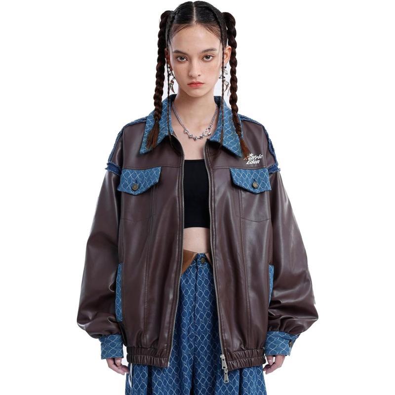 Aelfric Eden Mens Varsity Jacket Vintage Racing Motorcycle Graphic Bomber Jackets Oversized Unisex Streetwear jacket18brown