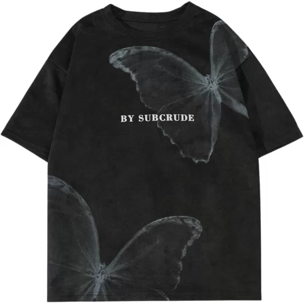 Aelfric Eden Butterfly Graphic Tees Y2k Mens Oversized T Shirts Women Vintage Streetwear Shirts Aesthetic Shirts19black