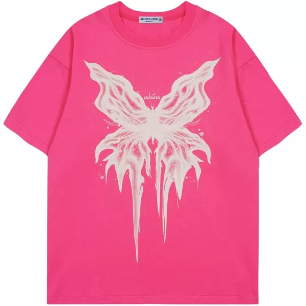 Aelfric Eden Butterfly Graphic Tees Y2k Mens Oversized T Shirts Women Vintage Streetwear Shirts Aesthetic Shirts48pink