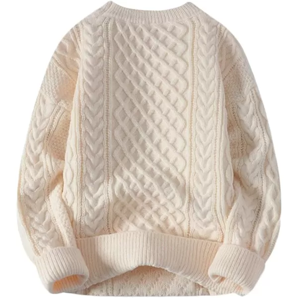 Aelfric Eden Cable Knit Sweater Women Vintage Chunky Cream Sweater Men Woven Crewneck Knitted Pullover White004white