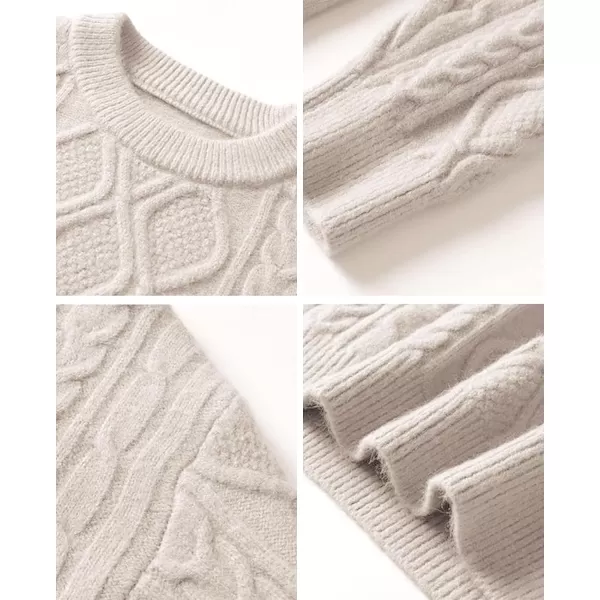 Aelfric Eden Cable Knit Sweater Women Vintage Chunky Cream Sweater Men Woven Crewneck Knitted Pullover WhiteB01beige