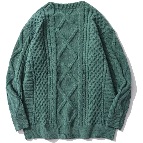 Aelfric Eden Cable Knit Sweater Women Vintage Chunky Cream Sweater Men Woven Crewneck Knitted Pullover WhiteX12 Green