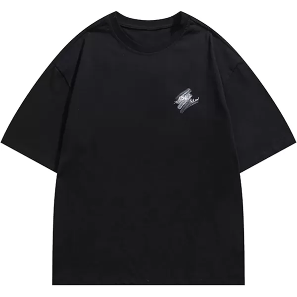 Aelfric Eden Graphic Tees Men Vintage Oversized Shirt Summer Casual Streetwear T Shirts06black