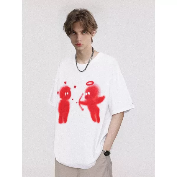 Aelfric Eden Mens 90s Vintage Oversize Shirts Summer Unisex Hipster Printed Casual Tee Streetwear Harajuku Top Tshirt1303white