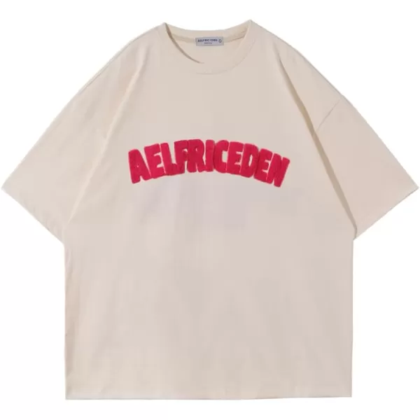 Aelfric Eden Mens 90s Vintage Oversize Shirts Summer Unisex Hipster Printed Casual Tee Streetwear Harajuku Top Tshirt1398apricot