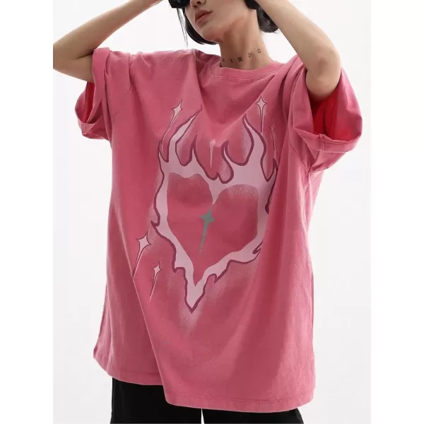 Aelfric Eden Mens 90s Vintage Oversize Shirts Summer Unisex Hipster Printed Casual Tee Streetwear Harajuku Top Tshirt1511pink