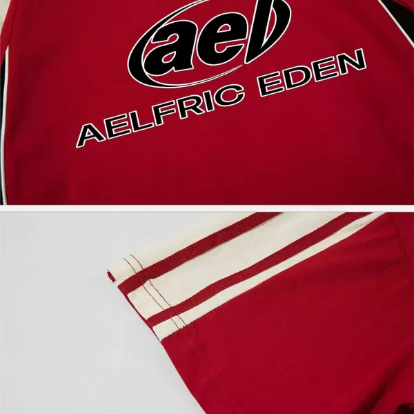 Aelfric Eden Mens 90s Vintage Oversize Shirts Summer Unisex Hipster Printed Casual Tee Streetwear Harajuku Top Tshirt2002red