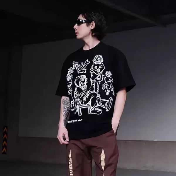 Aelfric Eden Mens 90s Vintage Oversize Shirts Summer Unisex Hipster Printed Casual Tee Streetwear Harajuku Top TshirtBlack21