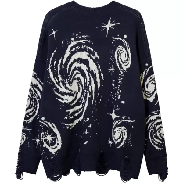 Aelfric Eden Mens Color Patchwork Oversized Sweater Knit Jumper Pullover Unisex Blue Flame Long Sleeve Casual Sweaters03blue