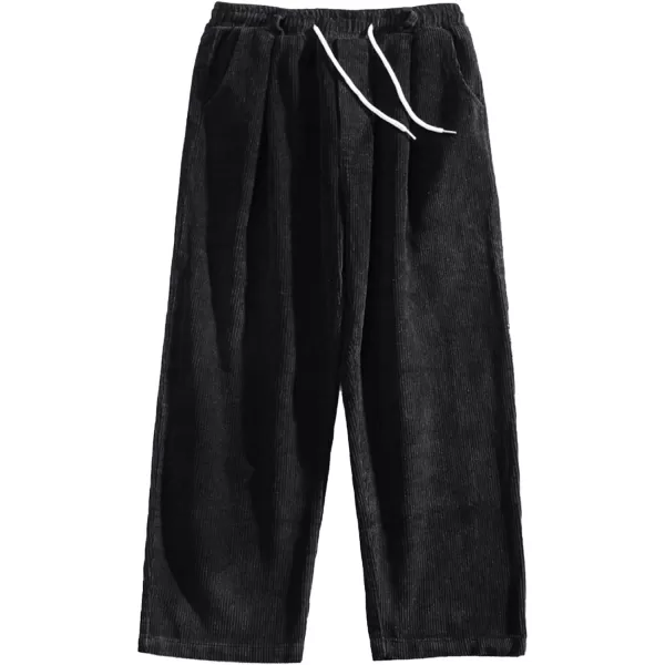 Aelfric Eden Mens Corduroy Vintage Cargo Sweatpants Long Solid Elastic Waist Casual Pants Hip hop Streetwear Pant01black