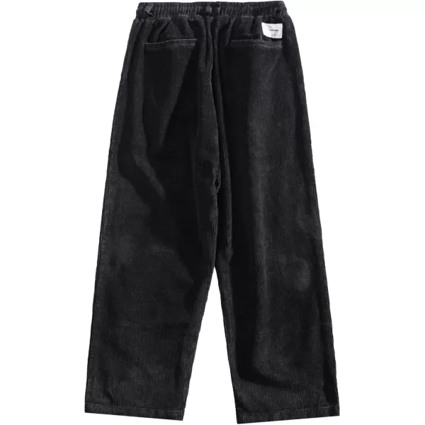 Aelfric Eden Mens Corduroy Vintage Cargo Sweatpants Long Solid Elastic Waist Casual Pants Hip hop Streetwear Pant01black