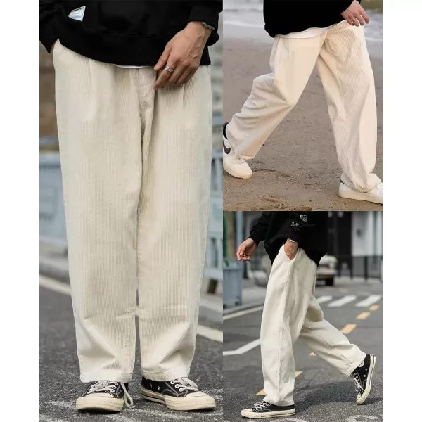 Aelfric Eden Mens Corduroy Vintage Cargo Sweatpants Long Solid Elastic Waist Casual Pants Hip hop Streetwear Pant01khaki