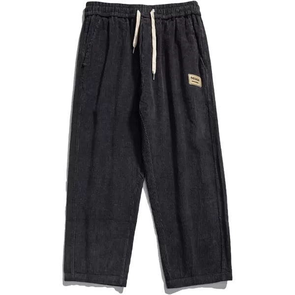 Aelfric Eden Mens Corduroy Vintage Cargo Sweatpants Long Solid Elastic Waist Casual Pants Hip hop Streetwear Pant02black