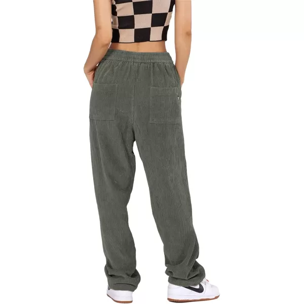 Aelfric Eden Mens Corduroy Vintage Cargo Sweatpants Long Solid Elastic Waist Casual Pants Hip hop Streetwear Pant03green