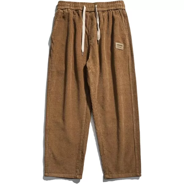 Aelfric Eden Mens Corduroy Vintage Cargo Sweatpants Long Solid Elastic Waist Casual Pants Hip hop Streetwear Pant04brown