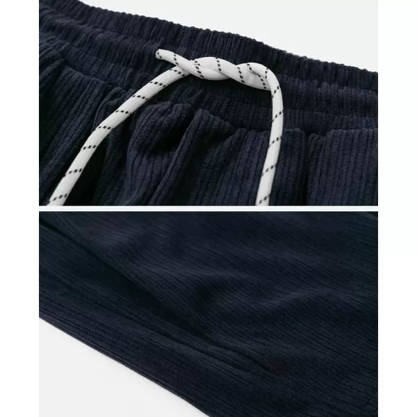 Aelfric Eden Mens Corduroy Vintage Cargo Sweatpants Long Solid Elastic Waist Casual Pants Hip hop Streetwear Pant06navy