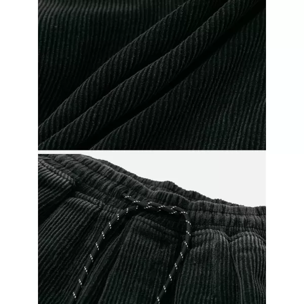 Aelfric Eden Mens Corduroy Vintage Cargo Sweatpants Long Solid Elastic Waist Casual Pants Hip hop Streetwear Pant07black