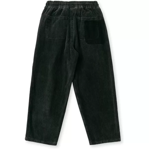 Aelfric Eden Mens Corduroy Vintage Cargo Sweatpants Long Solid Elastic Waist Casual Pants Hip hop Streetwear Pant07black