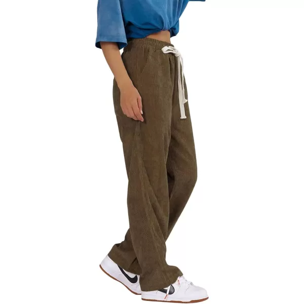 Aelfric Eden Mens Corduroy Vintage Cargo Sweatpants Long Solid Elastic Waist Casual Pants Hip hop Streetwear Pant09brown