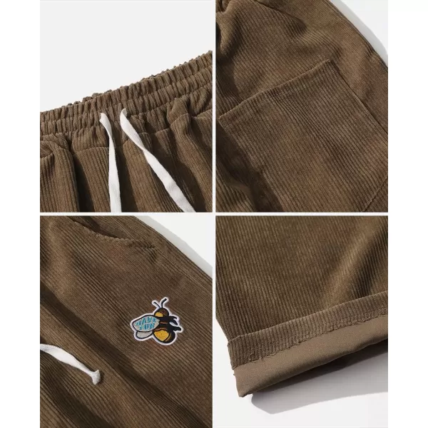 Aelfric Eden Mens Corduroy Vintage Cargo Sweatpants Long Solid Elastic Waist Casual Pants Hip hop Streetwear Pant09brown