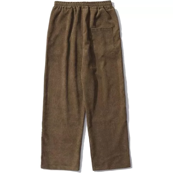 Aelfric Eden Mens Corduroy Vintage Cargo Sweatpants Long Solid Elastic Waist Casual Pants Hip hop Streetwear Pant09brown