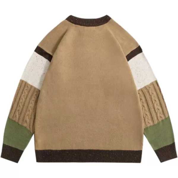 Aelfric Eden Mens Fashion Ducks Cartoon Sweaters Unisex Oversized Jumper Long Sleeve Casual Sweater Retro Couple TopB53brown