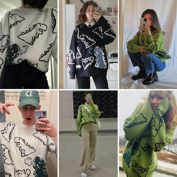 Aelfric Eden Mens Fashion Ducks Cartoon Sweaters Unisex Oversized Jumper Long Sleeve Casual Sweater Retro Couple TopGreen02