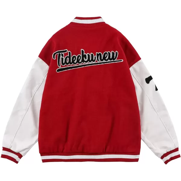 Aelfric Eden Mens Letter Foaming Love Print Varsity Jacket Vintage Graphic Baseball Jacket Unisex Coats Streetwear05red