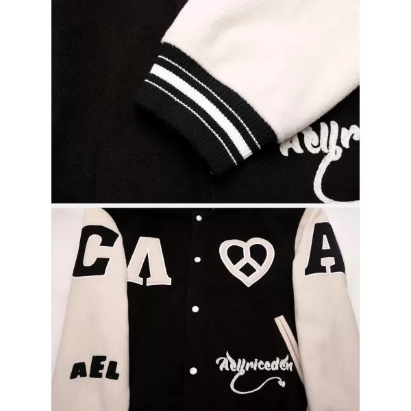 Aelfric Eden Mens Letter Foaming Love Print Varsity Jacket Vintage Graphic Baseball Jacket Unisex Coats Streetwear1369black