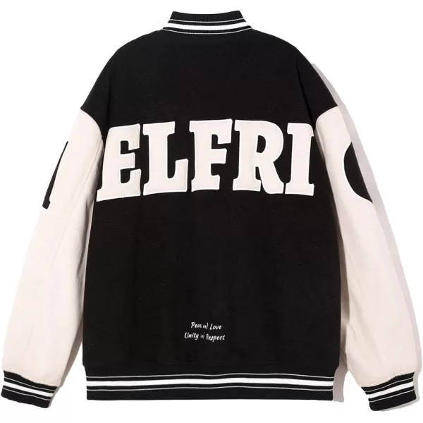 Aelfric Eden Mens Letter Foaming Love Print Varsity Jacket Vintage Graphic Baseball Jacket Unisex Coats Streetwear1369black