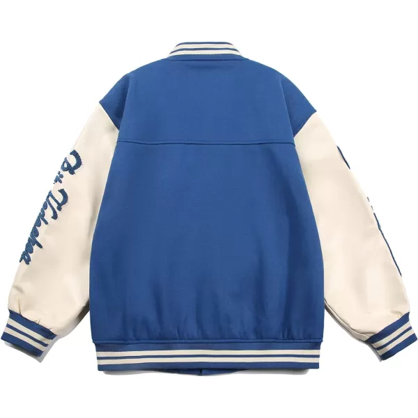 Aelfric Eden Mens Letter Foaming Love Print Varsity Jacket Vintage Graphic Baseball Jacket Unisex Coats Streetwear423blue