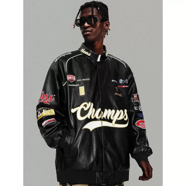 Aelfric Eden Mens Letter Foaming Love Print Varsity Jacket Vintage Graphic Baseball Jacket Unisex Coats StreetwearA10black